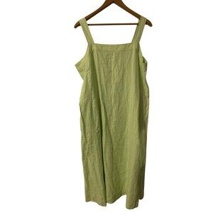Eileen Fisher Dress Womens Large Organic Linen Sleeveless Maxi Tank Pockets